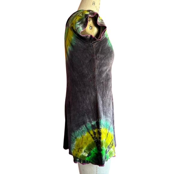 Womens Dress Size Small Grey Tie Dye Rainbow Colorful Colorburst Hippie Burner - Picture 4 of 8